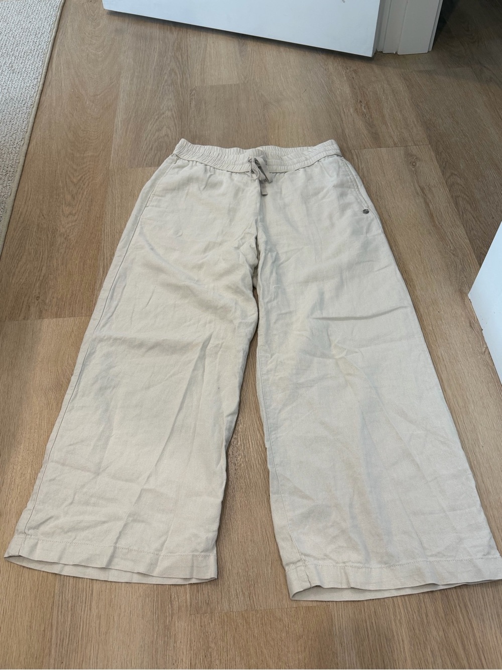Roxy Wide-Leg Drawstring Pants - Beige